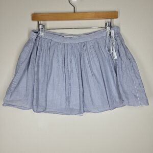 American Eagle 2010s Blue White Seersucker Pinstripe Mini Skirt Twee Preppy 8